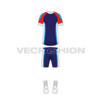 Mens cycling uniform kit flat sketch, front view