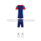 Mens cycling uniform kit flat sketch, back view