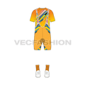 Mens cycling uniform kit, apparel flat sketch, front view