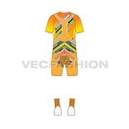 Mens cycling uniform kit, apparel flat sketch, back view