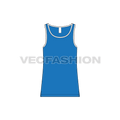 Mens deep neck tank top flat sketch, front view