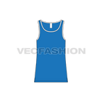 Mens deep neck tank top flat sketch, front view