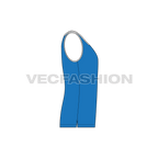 Mens deep neck tank top flat sketch, side view