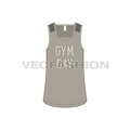 Mens deep square neck gym tank flat sketch, front view