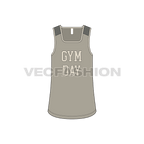 Mens deep square neck gym tank flat sketch, front view