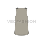 Mens deep square neck gym tank flat sketch, back view