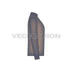 Mens Denim Jacket flat sketch, side view