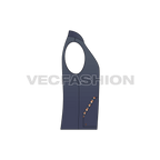 Mens denim vest fashion flat flat sketch, side view