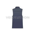 Mens denim vest fashion flat flat sketch, back view