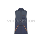Mens denim vest fashion flat flat sketch, front view