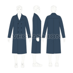 Double Breasted Overcoat Mens flat sketch, croqui sketch