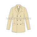 Mens Double Breasted Coat flat sketch, front view