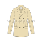 Mens Double Breasted Coat flat sketch, front view
