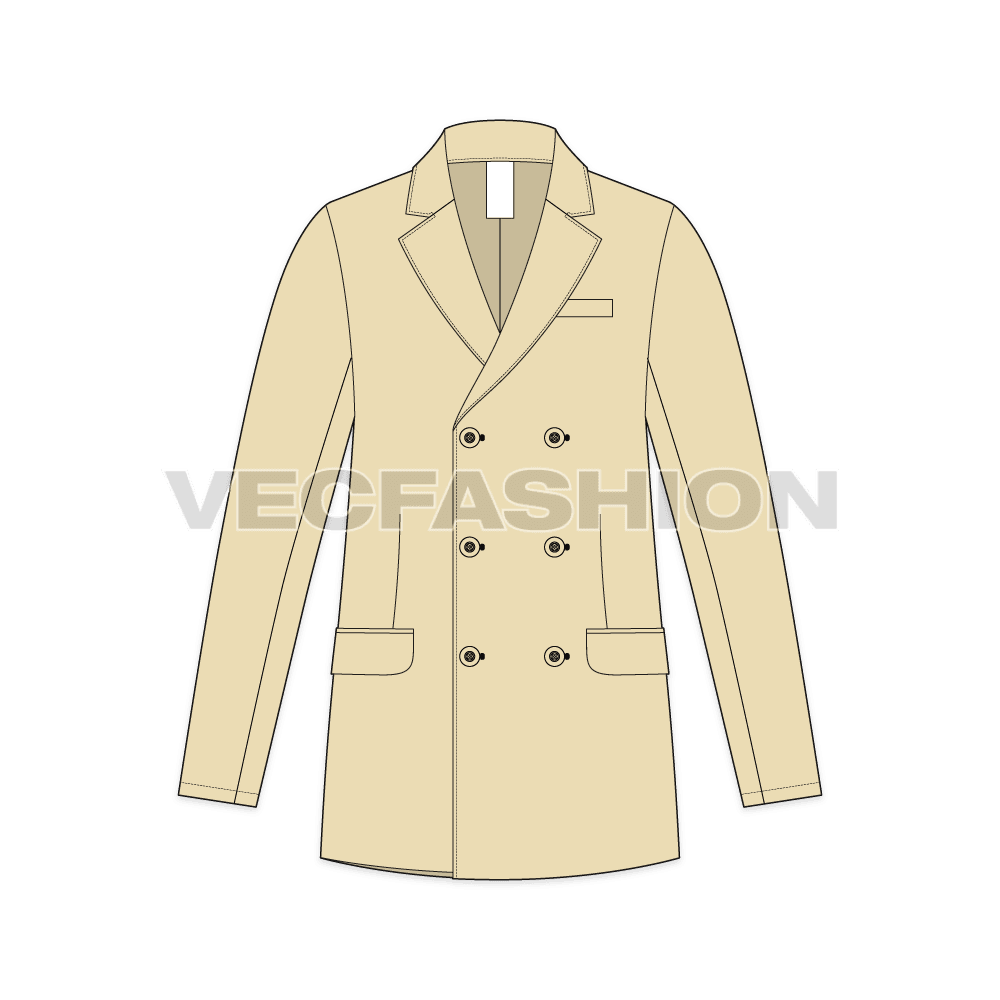 Mens Double Breasted Coat fornt view