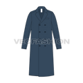 Double Breasted Overcoat Mens flat sketch, front view