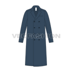 Double Breasted Overcoat Mens flat sketch, front view