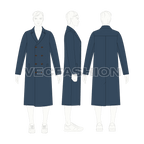 Mens Double Breasted Coat flat sketch, croqui sketch