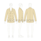 Mens Double Breasted Coat flat sketch, croqui sketch