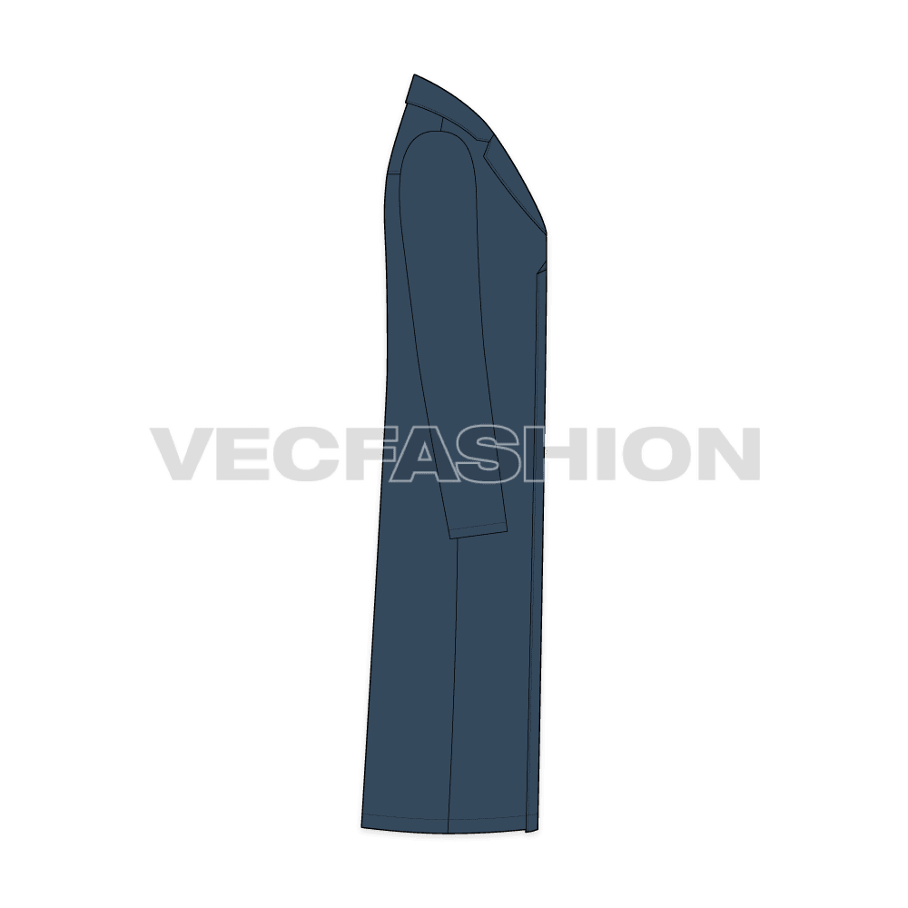 Double Breasted Overcoat Mens flat sketch, side view