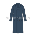 Mens Double Breasted Coat flat sketch, front view