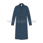 Mens Double Breasted Coat flat sketch, front view