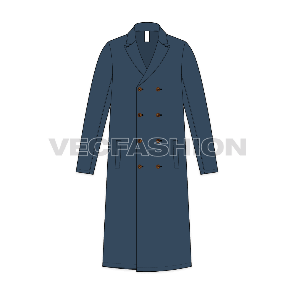 Mens Double Breasted Coat front view