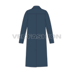 Double Breasted Overcoat Mens flat sketch, back view
