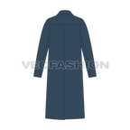 Mens Double Breasted Coat flat sketch, back view