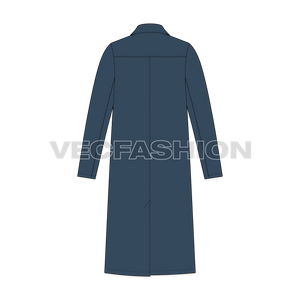 Mens Double Breasted Coat back view