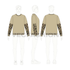 Mens double layered sleeve crewneck flat sketch, croqui sketch