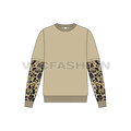 Mens double layered sleeve crewneck flat sketch, front view