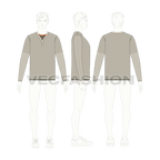Mens double tees, henley and round neck flat sketch, croqui sketch