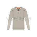 Mens double tees, henley and round neck flat sketch, front view