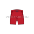 Mens dri-fit sport shorts flat sketch, front view