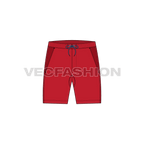 Mens dri-fit sport shorts flat sketch, front view
