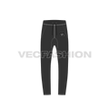 Mens drop crotch track pants flat sketch, front view