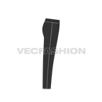 Mens drop crotch track pants flat sketch, side view