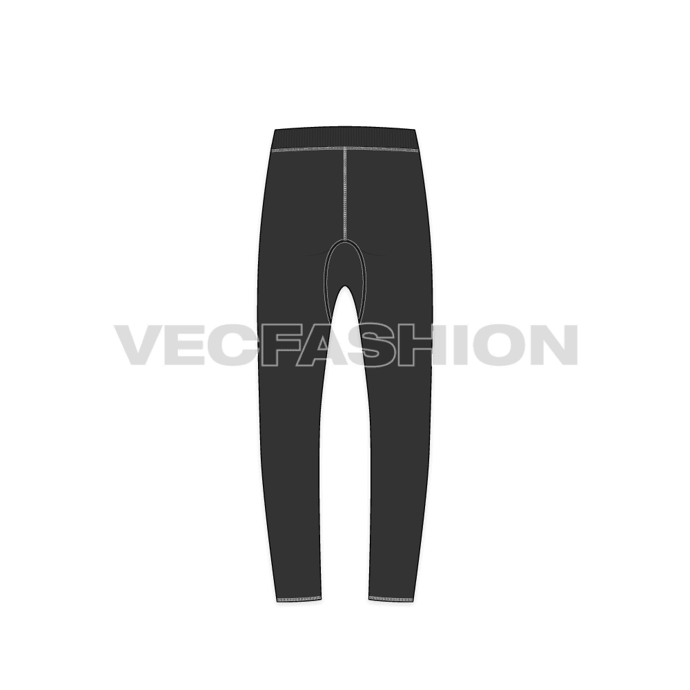 Mens drop crotch track pants flat sketch, back view