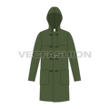 Mens Duffle Coat flat sketch, front view