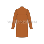 Duffle Coat For Mens flat sketch, back view