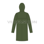 Mens Duffle Coat flat sketch, back view