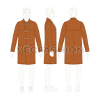 Duffle Coat For Mens flat sketch, croqui sketch