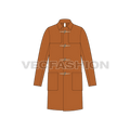 Duffle Coat For Mens flat sketch, front view