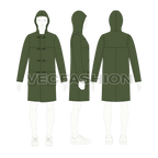Mens Duffle Coat flat sketch, croqui sketch