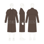Mens Duster Coat flat sketch, croqui sketch