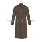 Mens Duster Coat flat sketch, front view