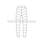 Mens expedition puffer pants flat sketch, back view