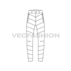 Mens expedition puffer pants flat sketch, front view