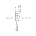 Mens expedition puffer pants flat sketch, side view