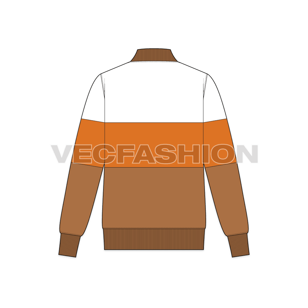 Mens Fashion Bomber Jacket flat sketch, back view
